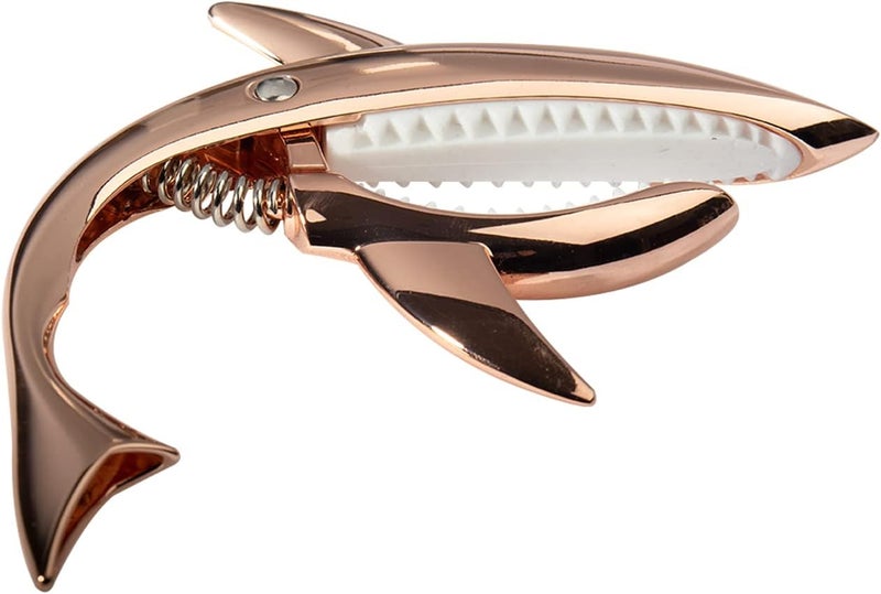 Cheerock Shark Capo, Zinc Alloy Guitar Capo with 2x0.71mm Picks & Pouch for Acoustic/Electric/Ukulele/Bass/Mandolin (Rose Gold Gift) - Image 2